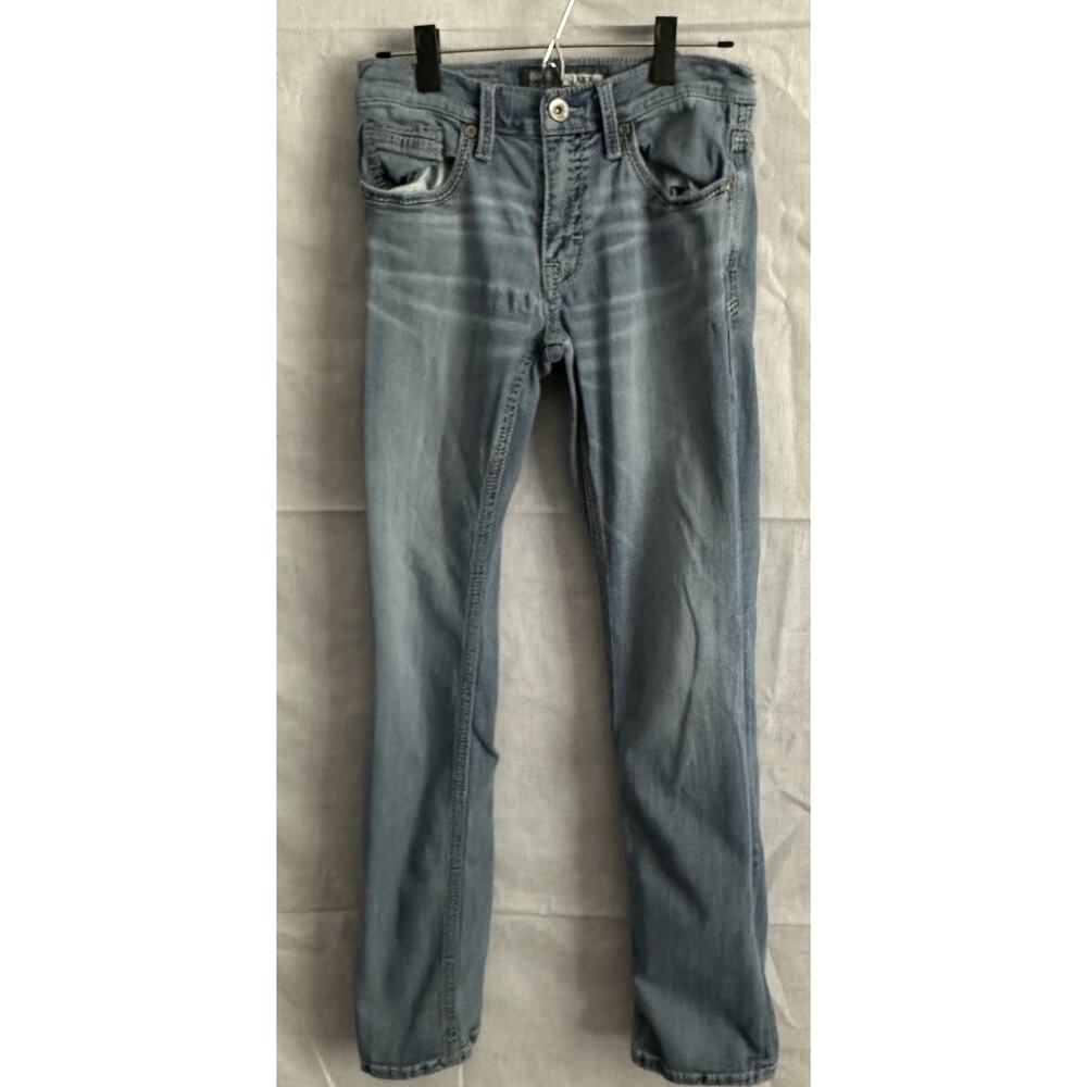 BKE Jake Straight Leg Jeans Mens 29R (29x29) Light Wash Stretch‎ Denim Buckle
